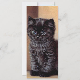 Vintage Halloween Black Kitten Illustration Invitation