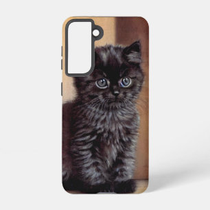 Vintage Halloween Black Kitten Illustration Samsung Galaxy Case