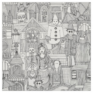 vintage halloween black white fabric