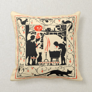 Vintage Halloween Bobbing For Apples Pillow