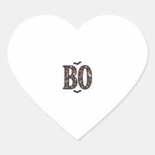 Vintage Halloween Boo Doodle Vector Design_1 Heart Sticker