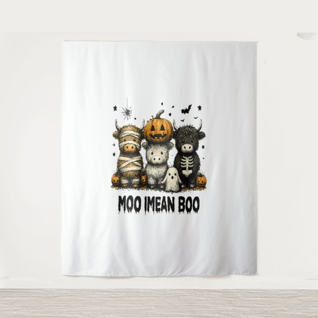 Vintage Halloween Bull Sheet Tapestry (Front)