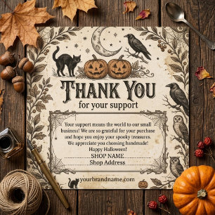 Vintage Halloween Business Thank You Square Business Card