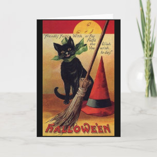 Vintage Halloween by Ellen Clapsaddle, Black Cat Card