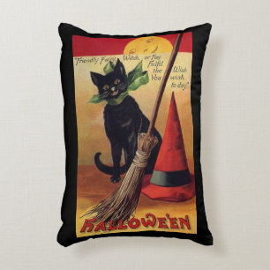 Vintage Halloween by Ellen Clapsaddle, Black Cat Decorative Cushion