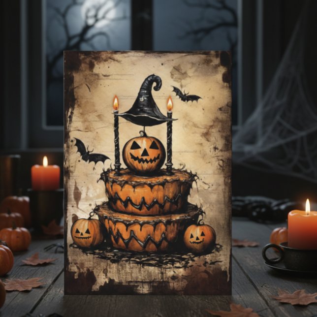 Vintage Halloween Cake Birthday  Card (Creator Uploaded)