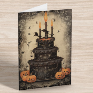 Vintage Halloween Cake Birthday  Card