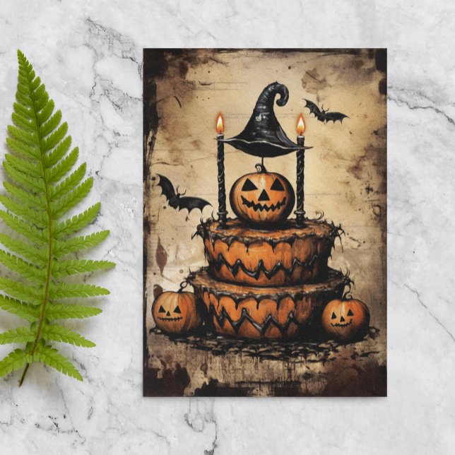 Vintage Halloween Cake Birthday  Card (Creator Uploaded)