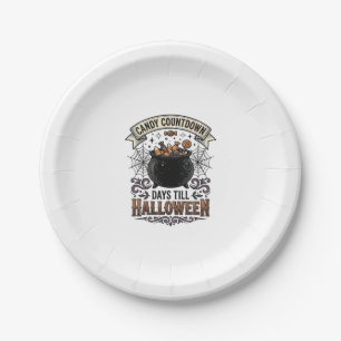 Vintage Halloween Candy Countdown Shirt Design_1 Paper Plate