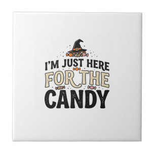 Vintage Halloween Candy Witch Hat Shirt Design_1 Ceramic Tile