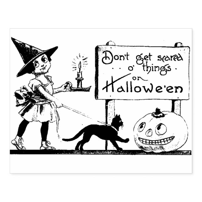 Vintage Halloween card making Rubber Stamp (Imprint)
