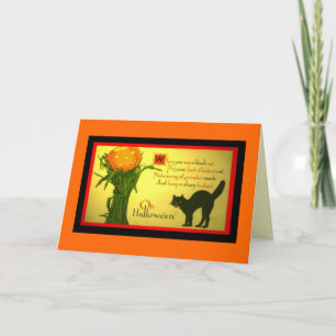 Vintage Halloween card Pumpkin Spell