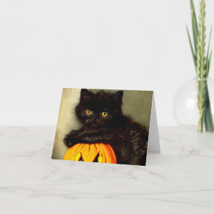 Vintage Halloween Cat and Jack-o’-lantern Invitation