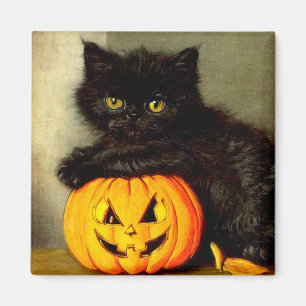 Vintage Halloween Cat and Jack-o’-lantern Magnet