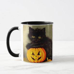 Vintage Halloween Cat and Jack-o’-lantern Mug