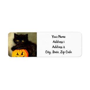 Vintage Halloween Cat and Jack-o’-lantern Return Address Label