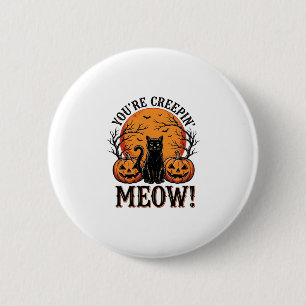 Vintage Halloween Cat Creepin Meow Engraving_1 6 Cm Round Badge