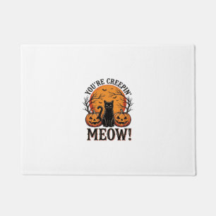 Vintage Halloween Cat Creepin Meow Engraving_1 Doormat