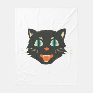 Vintage Halloween Cat Fleece Blanket