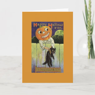 Vintage Halloween Cat Greeting Card