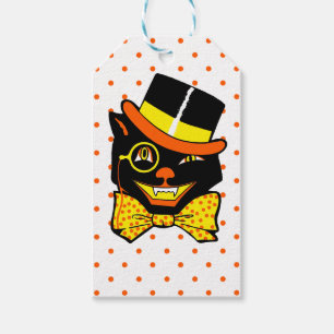 Vintage Halloween Cat in Top Hat Gift Tags