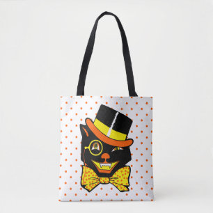Vintage Halloween Cat in Top Hat  Tote Bag