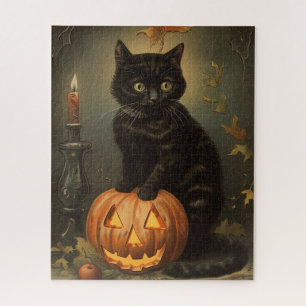 Vintage Halloween Cat Jigsaw Puzzle