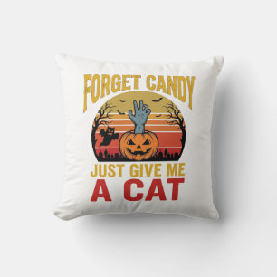 Vintage Halloween Cat Lover Funny Candy Shirt Desi Cushion