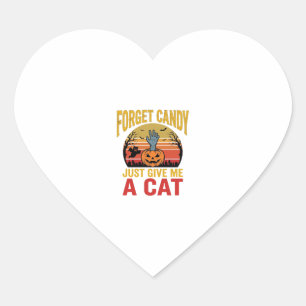 Vintage Halloween Cat Lover Funny Candy Shirt Desi Heart Sticker