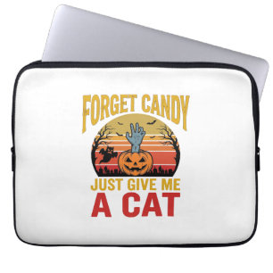 Vintage Halloween Cat Lover Funny Candy Shirt Desi Laptop Sleeve