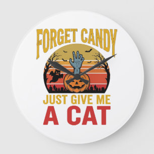 Vintage Halloween Cat Lover Funny Candy Shirt Desi Large Clock