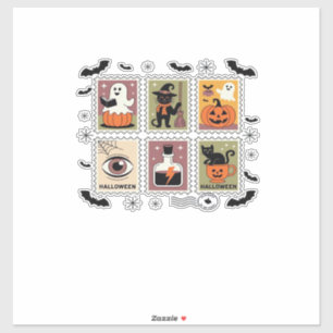 Vintage Halloween Cat Postage Stamp Collection T-s