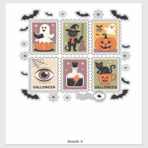 Vintage Halloween Cat Postage Stamp Collection T-s