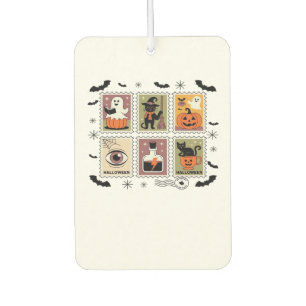 Vintage Halloween Cat Postage Stamp Collection T-s Car Air Freshener