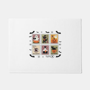 Vintage Halloween Cat Postage Stamp Collection T-s Doormat