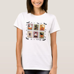 Vintage Halloween Cat Postage Stamp Collection T-s T-Shirt