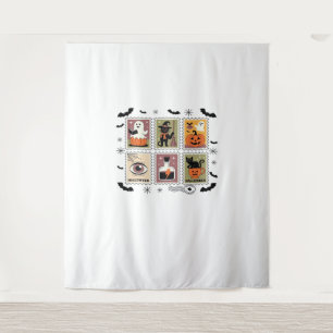 Vintage Halloween Cat Postage Stamp Collection T-s Tapestry