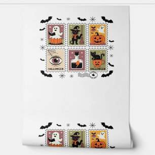 Vintage Halloween Cat Postage Stamp Collection T-s Wallpaper