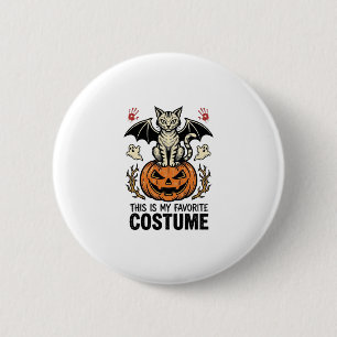 Vintage Halloween Cat Pumpkin Costume Shirt Design 6 Cm Round Badge