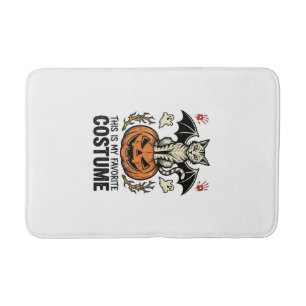 Vintage Halloween Cat Pumpkin Costume Shirt Design Bath Mat
