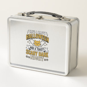 Vintage Halloween Cat Scary Dark Night Design_1 Metal Lunch Box