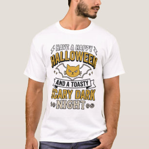 Vintage Halloween Cat Scary Dark Night Design_1 T-Shirt