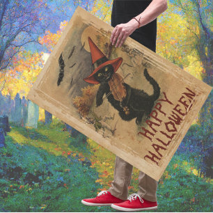 Vintage Halloween Cat With Fiddle Poster