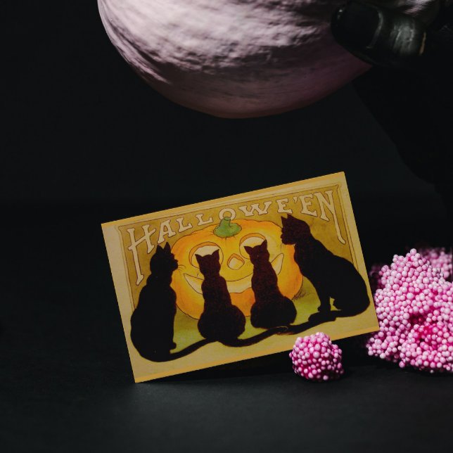 Vintage Halloween Cats and Jack O'Lantern Rectangular Sticker (Creator Uploaded)