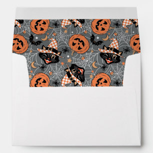 Vintage Halloween Cats and Pumpkins Pattern Envelope