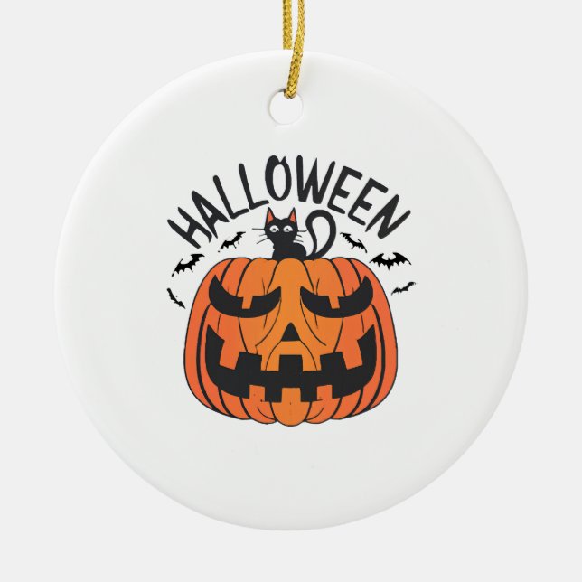 Vintage Halloween  Ceramic Ornament (Front)
