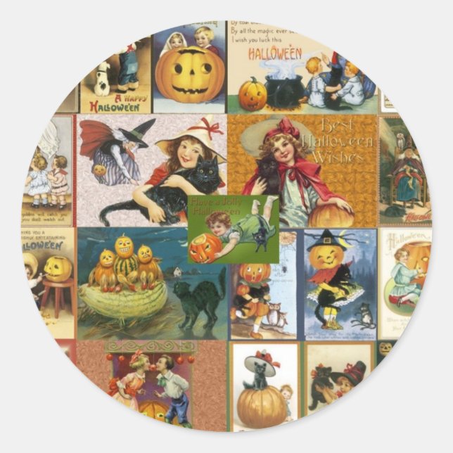 Vintage Halloween Classic Round Sticker (Front)