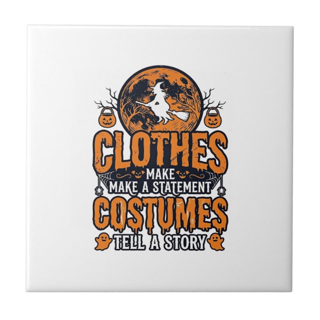 Vintage Halloween Clothes Costume Statement Shirt_ Ceramic Tile (Front)