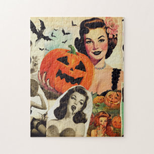 Vintage Halloween Collage Illustration Jigsaw Puzzle