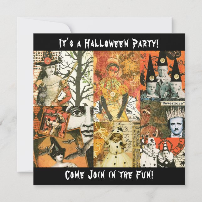 Vintage Halloween Collage Invitation (Front)